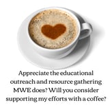Cup of coffee with cream heart; links to Ko-Fi