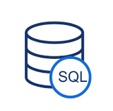 SQL icon: language used by data professionals to query and manage databases