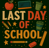 Last Day of School shirt with colorful fonts and retro style