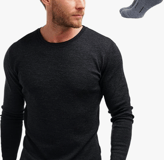 Chemise Homme Manches Longues en Laine Mérinos 100% - Merino Haut Thermique Homme, Respirante sous V