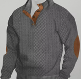Pull En Maille Jacquard Pour Hommes Pour Les Fêtes  Noel Col Montant Couleur Unie
