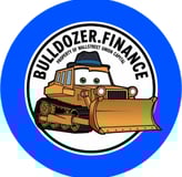 a bulldozer finance logo on a blue circle
