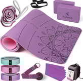a yoga mat with a yoga mat and accessories