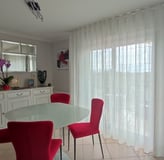 Voilage wave blanc ivoire motif brodé ton sur ton géométrique
