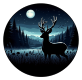 a deer in the night with a full moon in the background