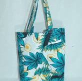 Tote bag turquoise et blanc