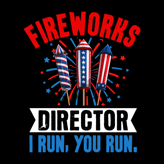 a firework director's office sign with fireworks