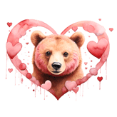 a bear bear in a heart shape with hearts