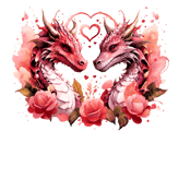 a dragon and a dragon in a heart shaped frame