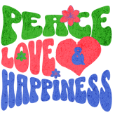 a peace love happiness quote with a heart