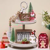 Christmas Tiered Tray Decor with 3pcs Accessories for Home