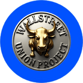 a wall street union union logo on a blue circle