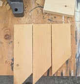 Wood strips laid out in a pattern