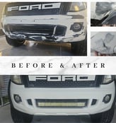 Front Bumper Plastic Welded, Repaired view of a before and after