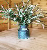 Mini milk churn wedding greenery and foxtail faux silk floral centrepiece