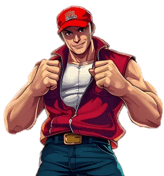 a man in a red shirt and a red hat, davpreec
