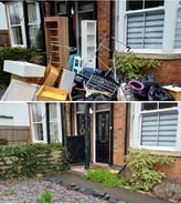 before and after picture of a rubbish removal at a house in warndon worcester