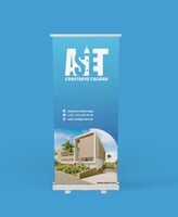 Mockup de pendón de ASIET, diseño gráfico para empresa de ingeniería, técnicos y electricistas, mostrando identidad de marca.