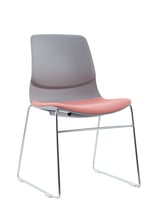 SenSit-Otto cantilever chair with light grey seat and red cushion