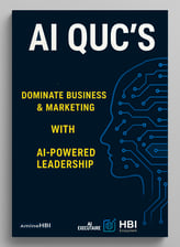 Cover of "AI QUC’s: Leadership Redefined" — an AI-powered business strategy ebook by HBI Ecosystem.