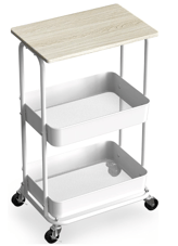 Simple Houseware 2-Tier Rolling Utility Cart with Top Board, Maple for lash artist cart