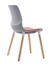 SenSit-Otto wood chair with natural wooden legs and grey seat shell and cushion