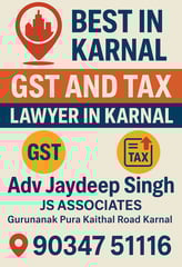 A flyer showing details of Advocate Jaydeep Singh , GST and Tax lawyers in Karnal