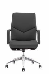 Mid-back black executive chair with soft armrests and swivel base