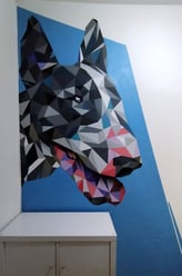 graffiti, interior, decoración, bull terrier, pintura mural spray graffitimuralpro