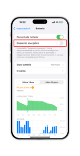 Aumentare durata batteria iPhone