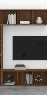 Jeu de bibliothèque télé en bois naturel 