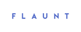 a black and white logo with the word flaunt