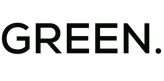 a green and black logo with the words green and white