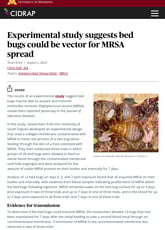 Study concluding bedbugs are MRSA pathogen spreading vectors.