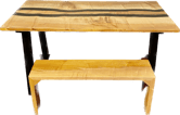 Maple and epoxy resin table with matching bench 