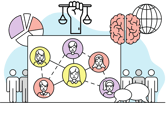 "Social studies tuition symbol featuring a map, globe, and educational tools for learning."