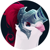 a bird with a helmet on it's head