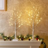 PEIDUO Christmas Decorations Indoor, 2 FT Birch Tree with LED Lights