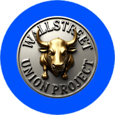 a wall street union union logo on a blue circle