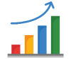 Icono de gráfica ascendente, que representa el crecimiento de ventas de un negocio.