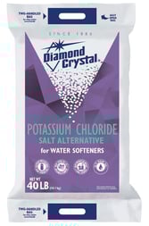 An example of a bag of potassium chloride water softeners, an unusual type which we don't deliver.