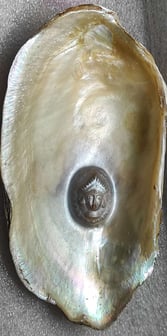 "Handcrafted divine face cultured pearl–approx 11mm white pearl, nucleus grown-Export-grade"