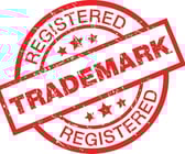 a red and white sign that says trademark trademark trademark trademark trademark trademark trademark trademark trademark