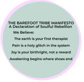 Lavender and seafoam circles with Barefoot Tribe Manifesto