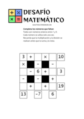 Desafío matemático para imprimir gratis 