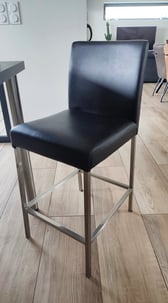 Tabouret chaise haute de cuisine piqûres façon sellier en expansé simili cuir noir