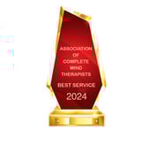 Best Service 2024 award trophy from Association of Complete Mind Therapists