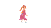 The princess enters with grace, holding her wand as she walks to the center