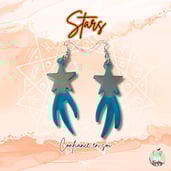 boucles d'oreilles bleue et dorée étoiles filantes