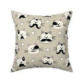 fabric for cat toys with cats, mustaches and paws large scale
